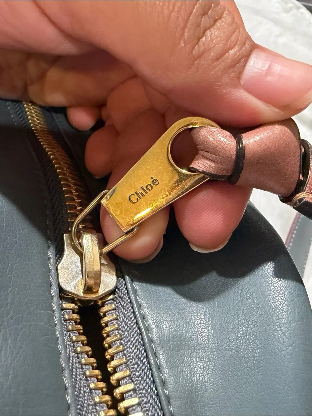 Chloé Blue Leather Zip Camera Crossbody Bag